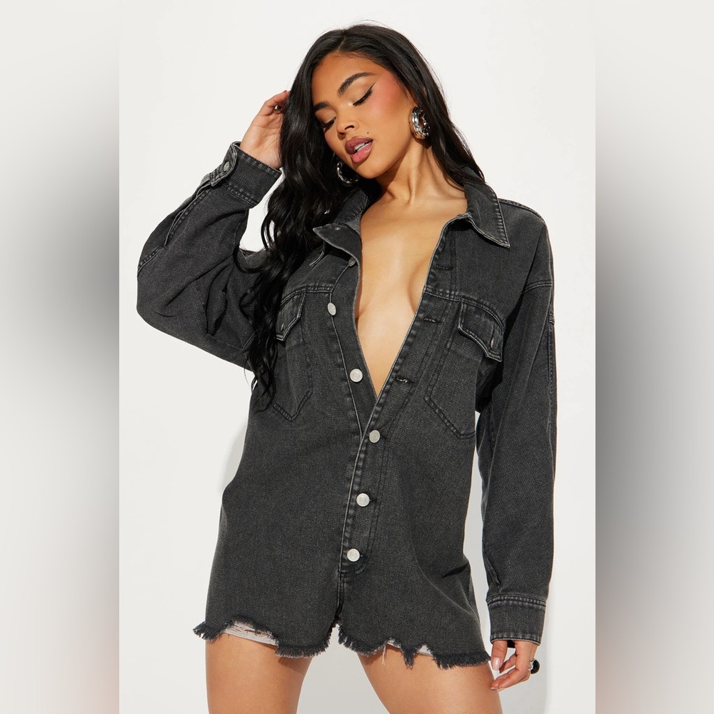 SOLD! Fashion Nova Black and Gray Denim romper